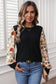 Khaki Leopard Puff Sleeve Patchwork Top