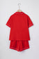 Fiery Red Contrast Trim Ribbon Bow Short Silky 2pcs Pajama Set