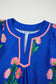 Blue Floral Short Sleeve Split Neck Loose Mini Dress