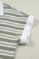 Green Stripe Collared V Neck Short Sleeve T Shirt Midi Dress with Pockets