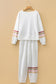 Beige Striped Drop Shoulder Round Neck Pullover and Jogger Pants Active Outfit