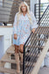 Brown Floral Print Tie Neck 3/4 Sleeve Mini Dress