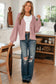 Light Pink Mixed Texture Knit Button V Neck Sweater Cardigan