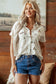 White Mallard Printed Button Flap Pocket Short Sleeve Shirt