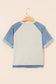 Beige Denim Color Block Patchwork Round Neck Tee