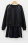 Black Contrast Piping Crewneck Pullover Mini Skirt Set