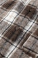 Dark Brown Flanel Plaid Single Chest Pocket Boyfriend Shacket