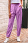 Lilac Drawstring Waist Patchwork Solid Color Jogger Pants
