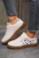 White Suede Leopard Color Block Trim Lace-up Casual Shoes