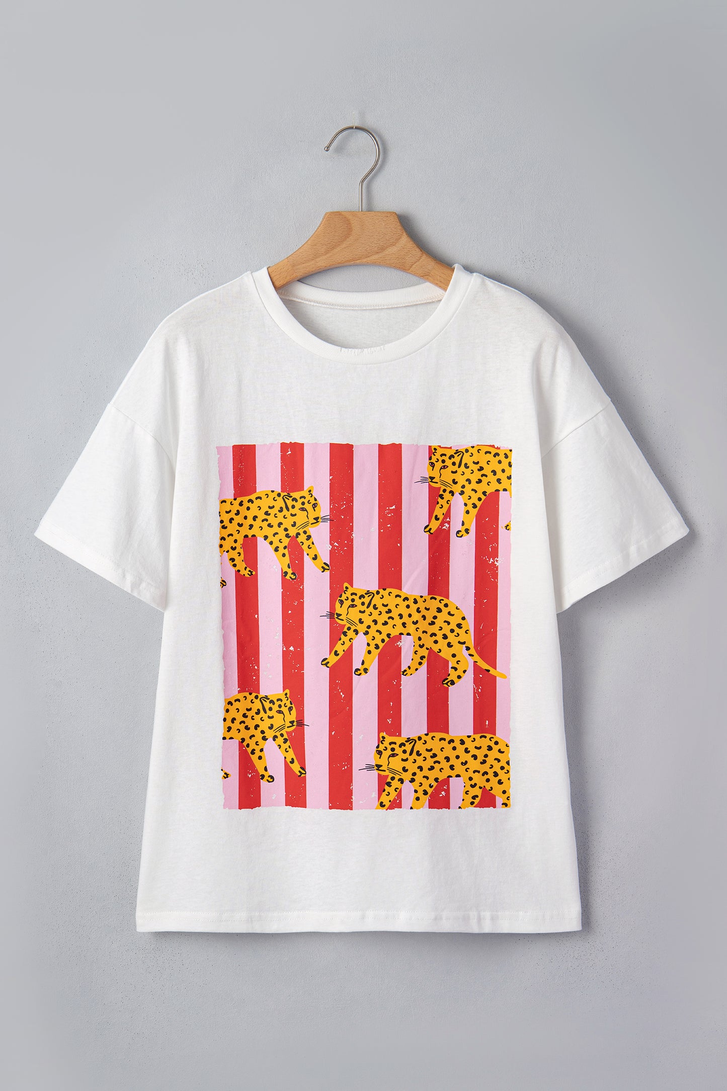 Dark Grey Cheetah Striped Print Retro Fashion Graphic Tee