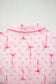 Pink Bow Print Contrast Pipping Short Pajamas Set