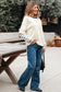 Beige Striped Patchwork Long Sleeve Round Neck Two-in-one Top