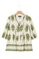 Apricot Floral Print Tie V Neck Button Down Puffy Half Sleeve Shirt