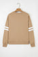 Light French Beige Varsity Striped Detail Drop Shoulder Oversized Sweatshirt