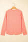 Fresh Salmon Floral Patchwork V Neck Long Sleeve T Shirt