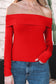 Smoke Gray Foldover Off Shoulder Long Sleeve Slim Top