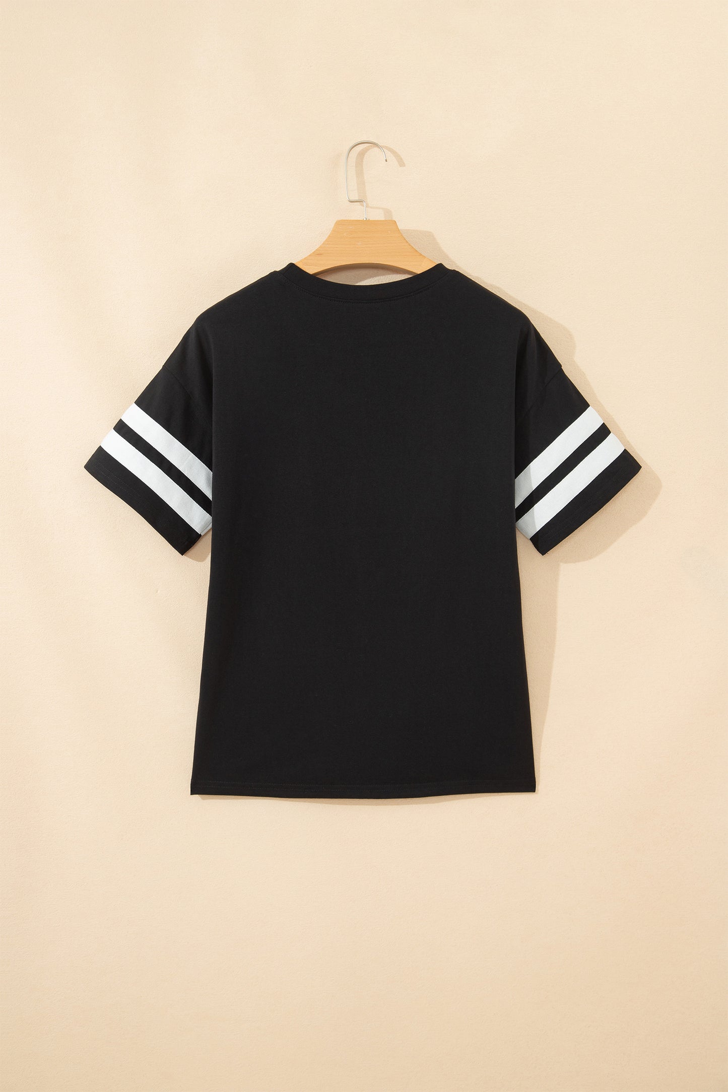 Fiery Red Varsity Striped Short Sleeve Crew Neck T Shirt