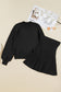 Black High Neck Puff Sleeve Sweater Pleated Mini Skirt 2pcs Knitted Outfit