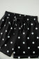 Black Exposed Seam Detail Polka Dot Loose Tee Drawstring Shorts Set