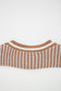 Khaki Two Tone Striped Patchwork Drop Shoulder Loose Sweater