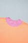 Coffee Colorblock Trim Crewneck Long Sleeve Pullover Sweatshirt