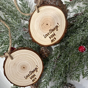 Custom Kids Drawing Ornament on Wood Round