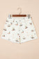 Beige Wild Duck Mallard High Waist Frayed Denim Shorts