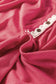 Racing Red Ribbed Texture Contrasted Lace Trim Button V Neck Long Sleeve Top