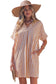 Brown Stripe Pinched V Neck Turn-up Cuffs Shift Mini Dress