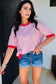 Red Stripe Drop Shoulder Half Sleeve T Shirt