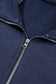 Navy Blue Patchwork Plaid Pocket Quarter Zip Sweatshirt