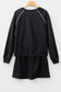 Black Contrast Piping Crewneck Pullover Mini Skirt Set