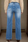Myosotis Acid Washed Straight Leg Full Length Casual Jeans