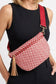 Color black Checkered Woven PU Leather Crossbody Bag Adjustable Strap Large Size