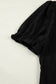 Beau Blue Solid Color Textured Notched Neck Puff Sleeve Blouse