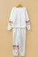Beige Striped Drop Shoulder Round Neck Pullover and Jogger Pants Active Outfit