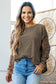 Black Stripe Thermal Knit Drop Shoulder Casual Top