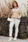 Parchment Plus Size Striped Contrast Trim Waffle Knit Collared Top