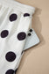 Sky Blue Polka Dot Print Drop Shoulder Pullover Drawstring Shorts Set