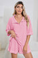 White Breathable Waffle Color Block Trim 2pcs Casual Short Set