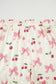 Beige Bow Fruit Print Contrast Pipping Short Pajamas Set