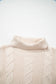Tomato Red Cable Knit Turtleneck Ruffled Short Sleeve Sweater
