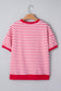 Red Stripe Drop Shoulder Half Sleeve T Shirt