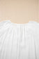 White Floral Embroidered Drawstring V Neck Blouse