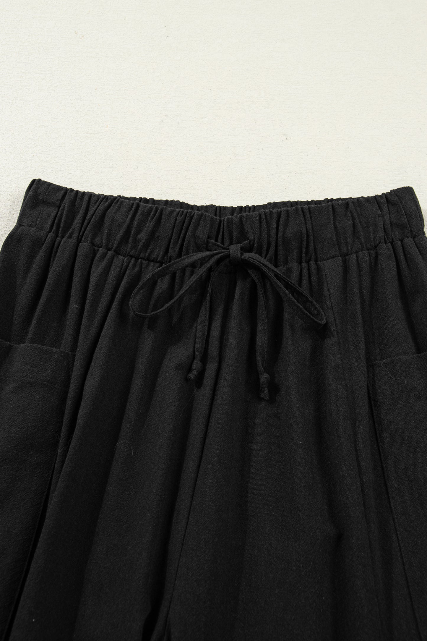 Jungle Green Drawstring Elastic Waist Patch Pocket Barrel Leg Casual Pants