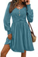 Canton Shirred Cuff Long Sleeve Button Round Neck Mini Dress