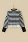 Black Striped High Neck Contrast Ruffle Detail Casual Sweater