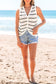 Black Stripe Buttoned V Neck Slim Fit Sweater Vest