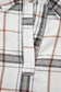 Red Plaid Print Collared V Neck Loose Blouse with Side Slits