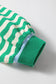 Green Striped Contrast Collar Split Neck Long Sleeve Mini Dress